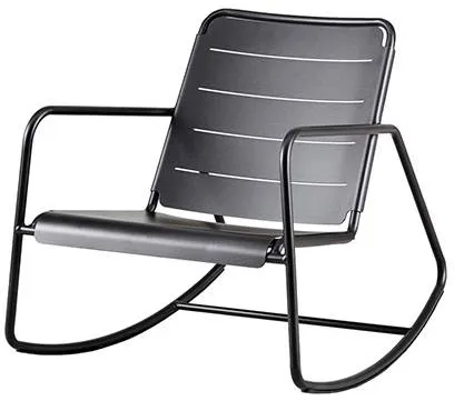 Sedia a dondolo Cane-Line Copenhagen - Grigio lava / Alluminio