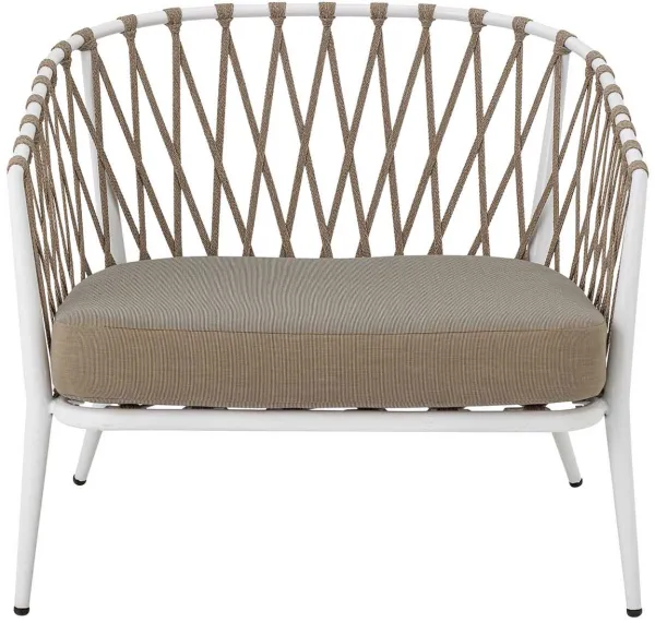 CREATIVE COLLECTION Cia sedia lounge per il giardino, con cuscino - poliestere e metallo bianco