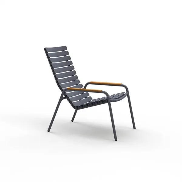 Poltrona lounge HOUE ReCLIPS in plastica riciclata con bambù - Grigio scuro