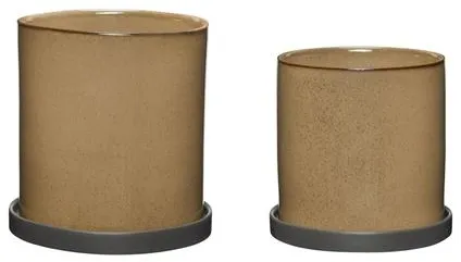 Hübsch Era Vaso Beige Set di 2