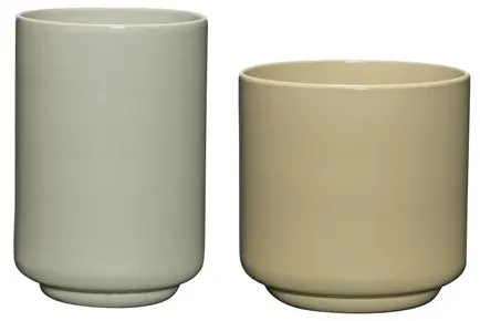 Hübsch Deux Potte Set di 2 Verde chiaro/Sabbia