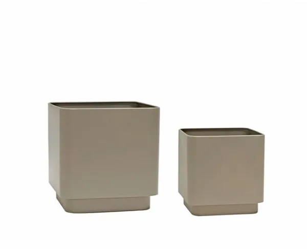 Hübsch Cube Vaso Set di 2 Marrone