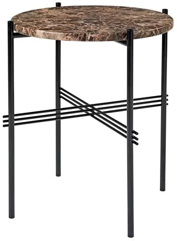 GUBI TS Tavolino Rotondo Ø40 Nero/Marrone Emperador Marmo