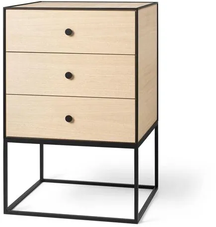 Audo Frame 49 Tavolino Laterale con 3 Cassetti in Rovere