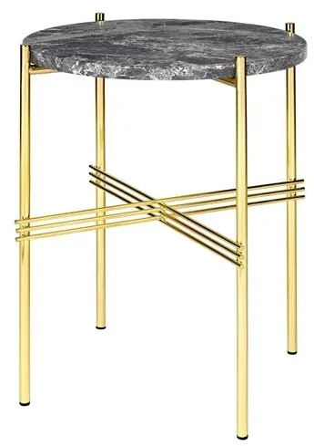 GUBI TS Tavolino Rotondo Ø40 Ottone/Marmo Grigio Emperador