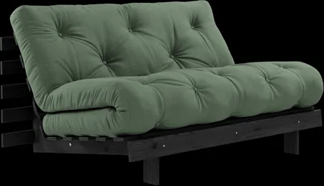 Karup Design Roots Divano Letto con Materasso Roots 140x200 Verde Oliva/Laccato Nero