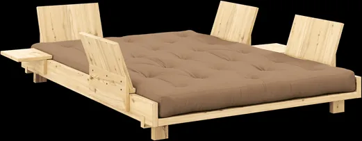 Karup Design Social Divano Letto con 4 Schienali, Tavolini Laterali e Materasso 140x200 Mocca/Laccato Chiaro